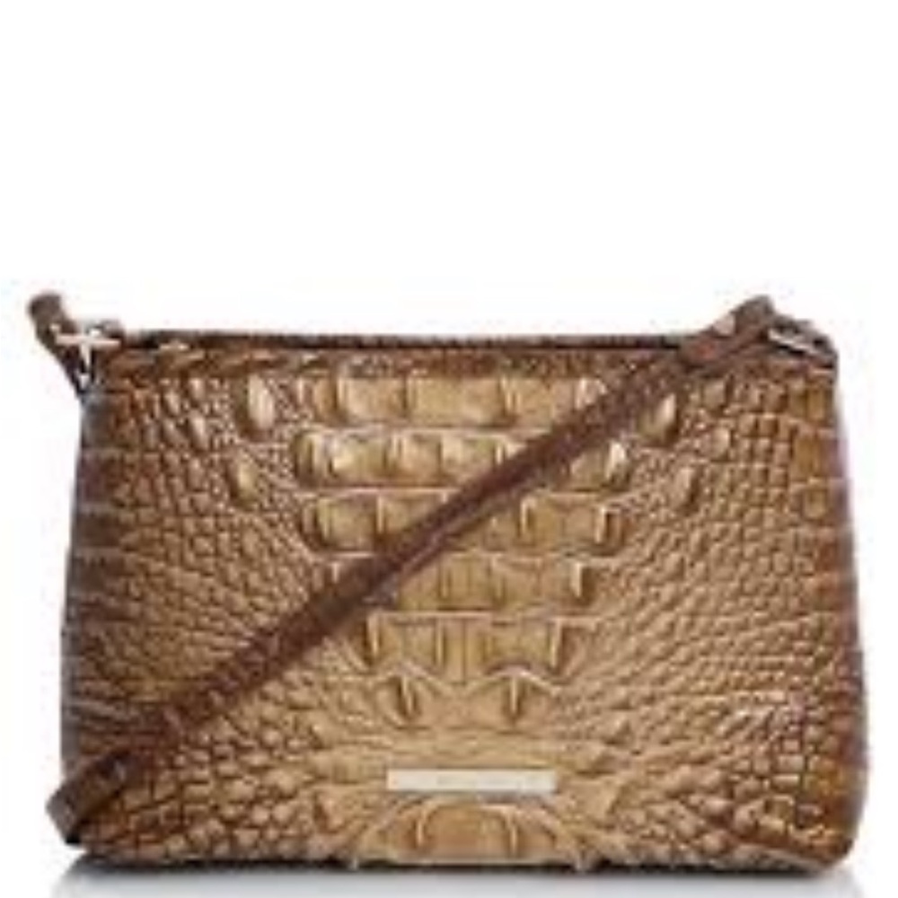 Brahmin Tan Croc-Embossed Crossbody Bag